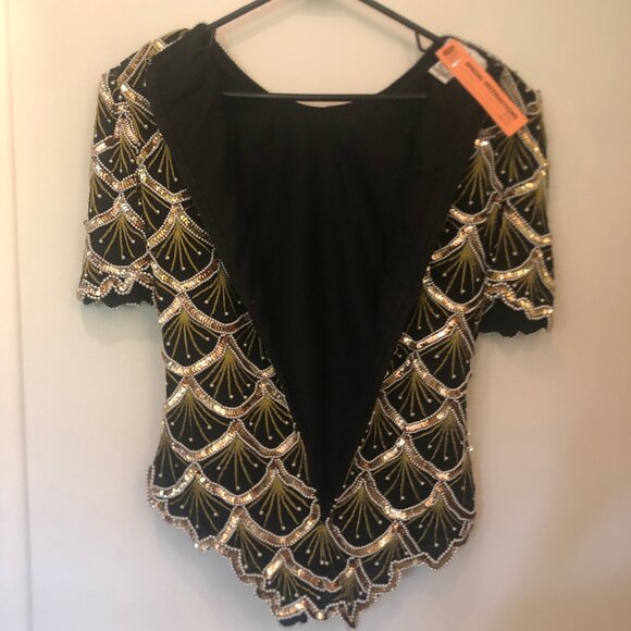 VINTAGE Laurence Kazar silk/beaded formal top sz S - Picture 11 of 13